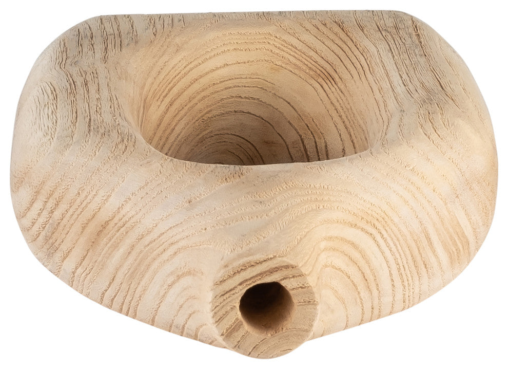Wood, 14"H Cut-Out Vase, Natural