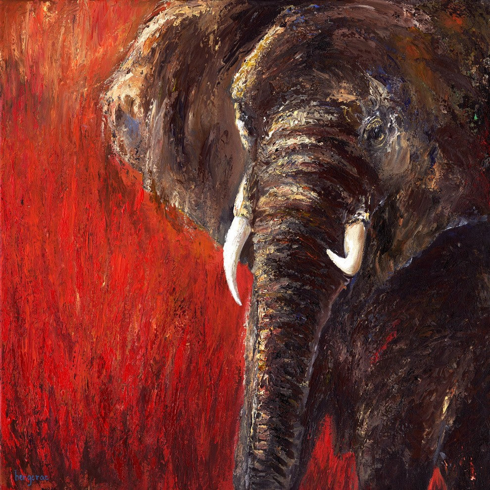 Marmont Hill, "Red Tranquility" by Bergerac Painting on Wrapped Canvas, 48x48