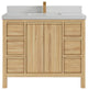 Elizabeth 42 Single Sink Bath Vanity in Light Natural Teak 2" Carrara Quartz