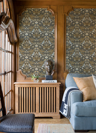 Garden Aviary Black Peel and Stick Wallpaper
