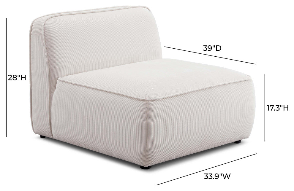 Travie Armless Chair, White Sand