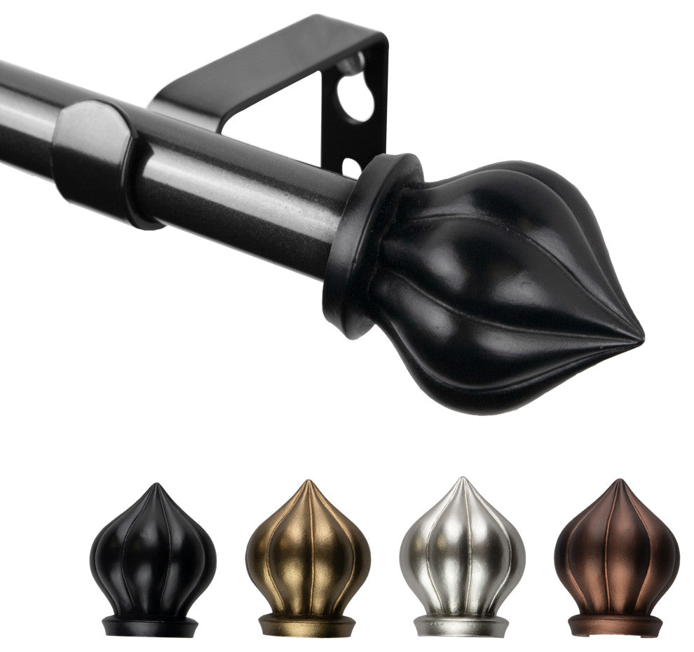 Meda 5/8" Curtain Rod, Black, 48-84"