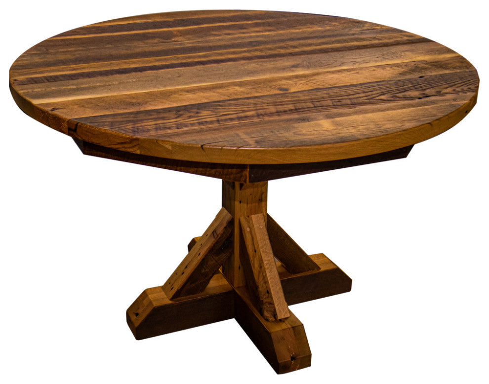 Jackson Reclaimed Wood Round Dining Table, Provincial, 54x54