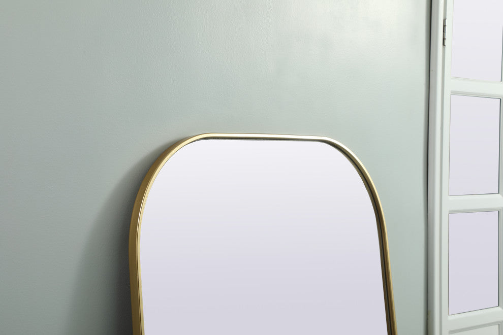 Metal Frame Arch Full Length Mirror 35X72 Inch, Brass