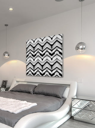 "Rooftops" Painting Print on White Wood