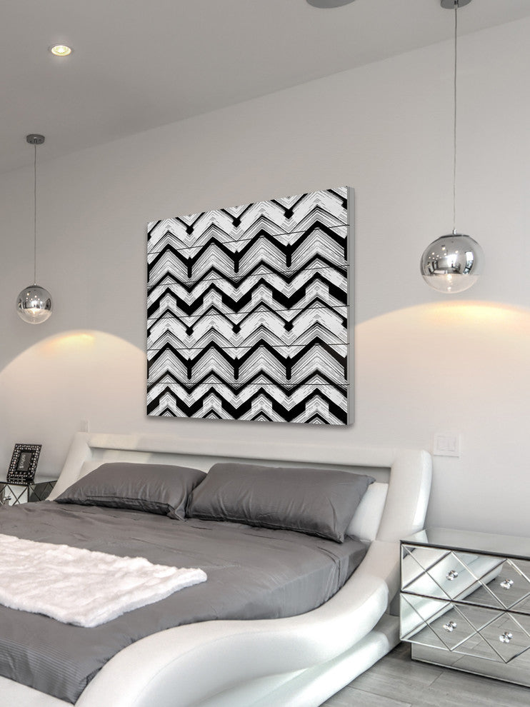 "Rooftops" Painting Print on White Wood