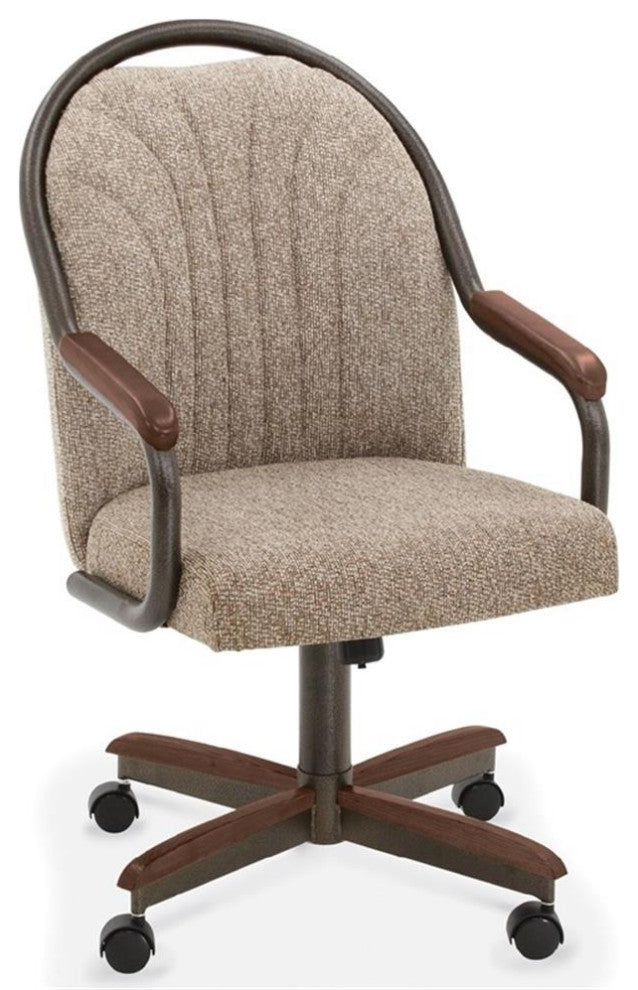 Chromcraft Douglas Swivel Dining Chair in Walnut and Texture Bronze (Set of 2)