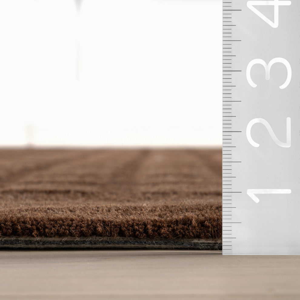 Fritz Checkered Wool Area Rug, Brown 6' x 9'