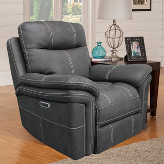 Linus Hudson Grey Power Reclining Sofa and Loveseat