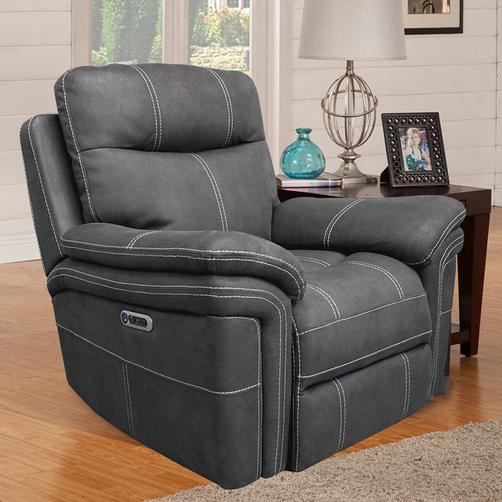Linus Hudson Grey Power Reclining Sofa and Loveseat