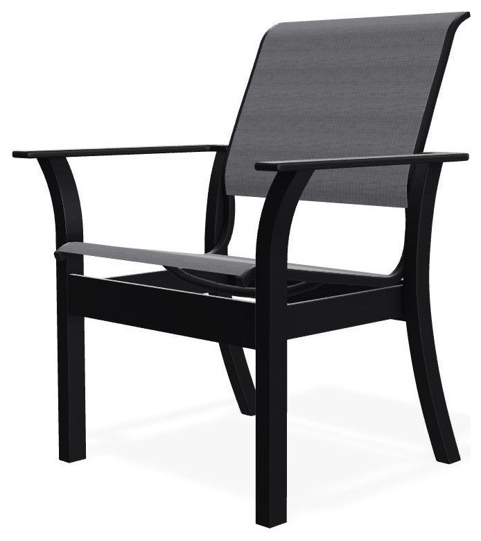 Leeward Sling Stackable Outdoor Dining Chair, Augustine Pewter/Black
