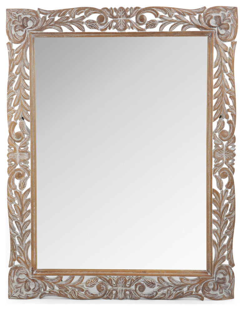 Paula Traditional Mirror With Floral Carved Frame