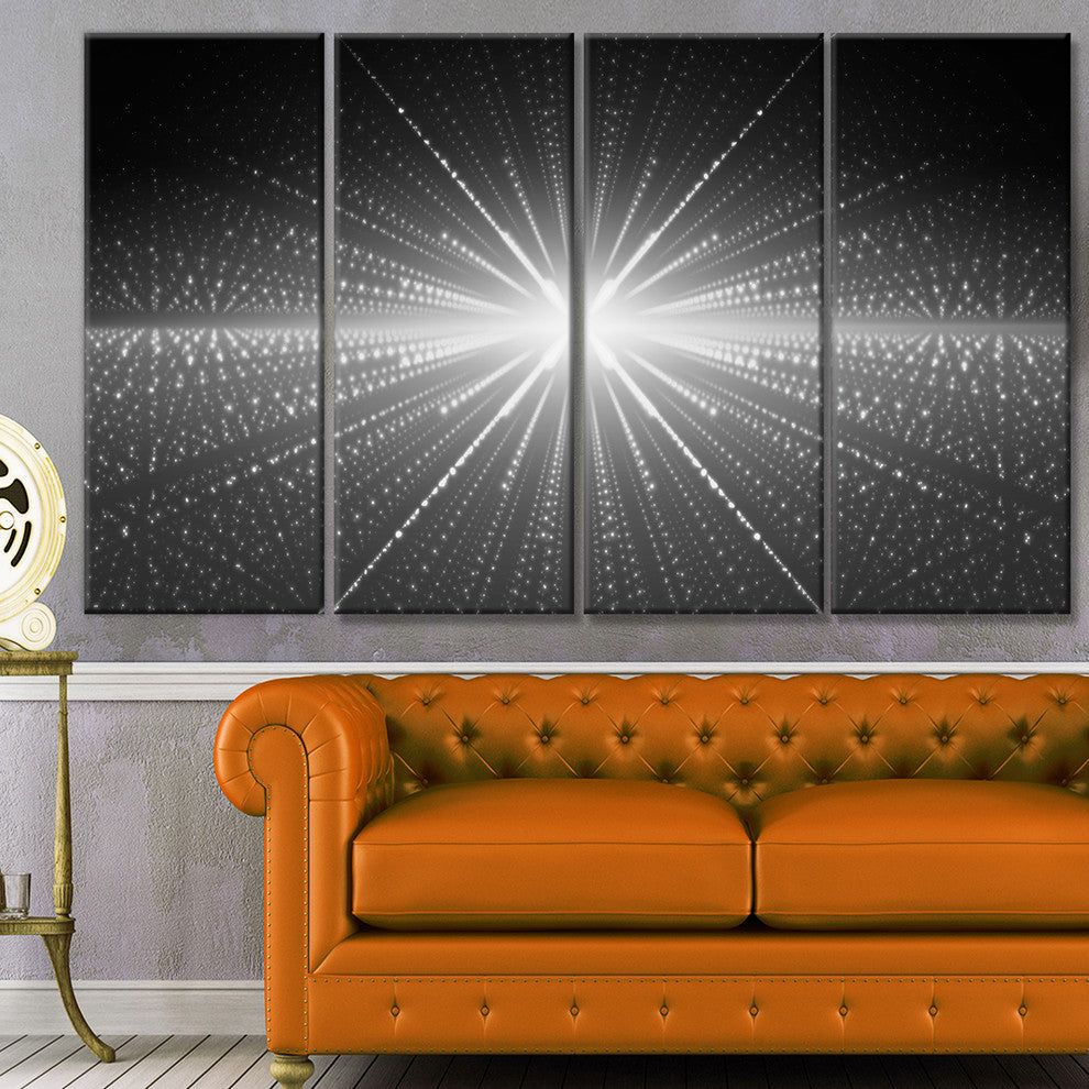 Glowing Star in Cosmic Galaxy, Abstract Wall Art Canvas, 48"x28", 4 Panels