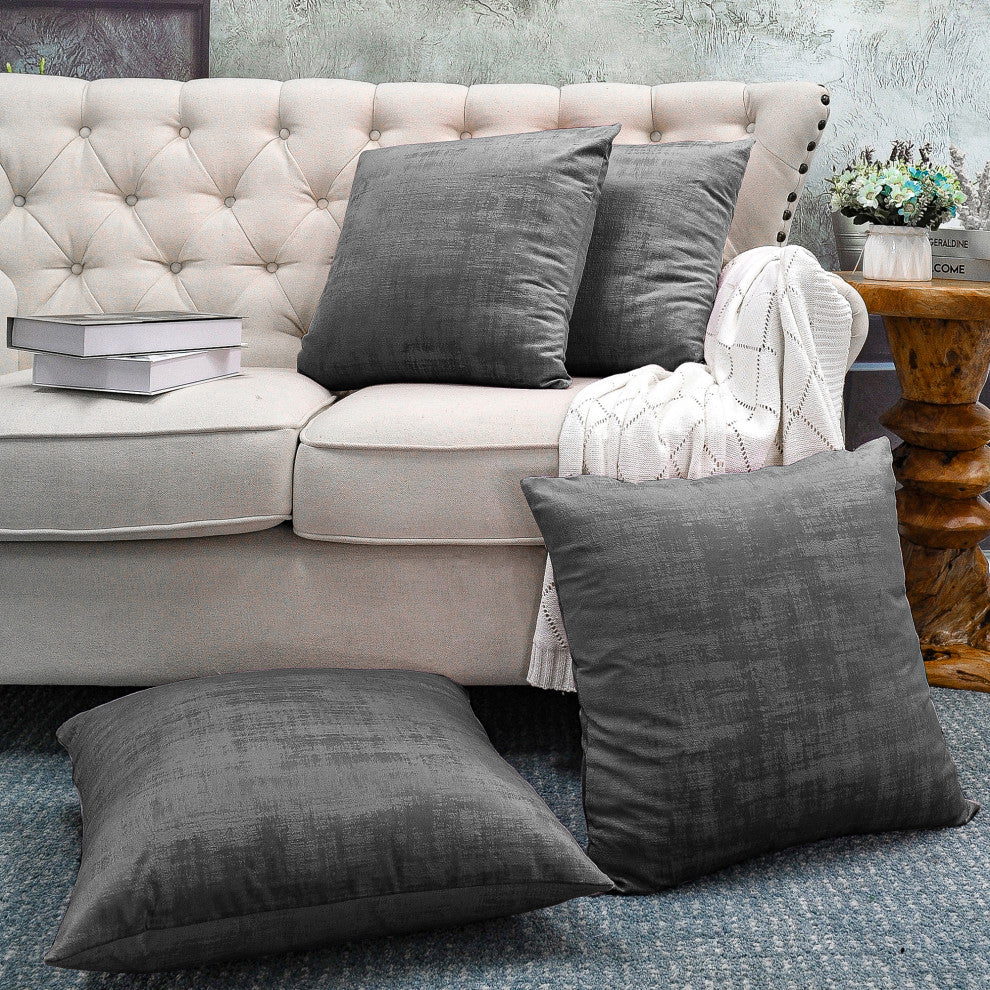 Serenta Textured Velvet Pillow Shell, Set of 4, Peat