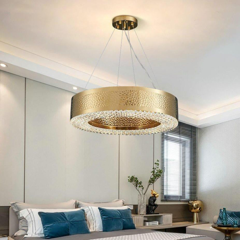 Geneve Gold Plated Crystal Chandelier, Diameter 32"