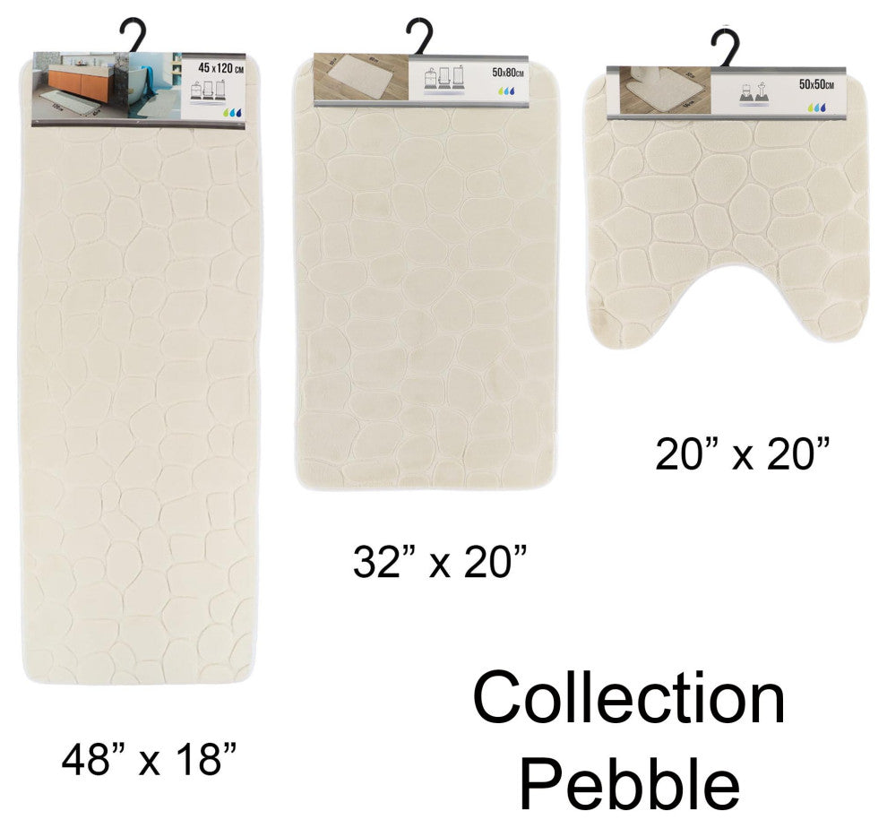 Bath Rug Memory Foam Mat 3D Pebble, Beige, Contour Rug 20"x20"