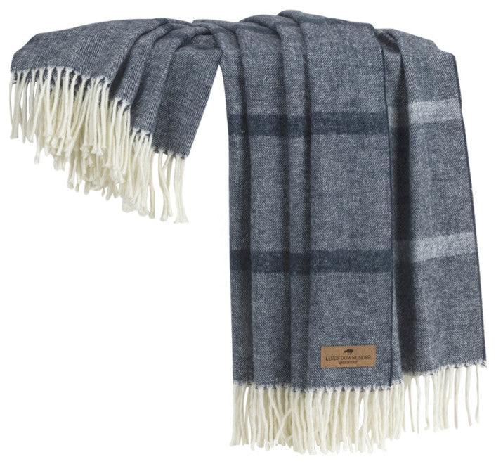 Montauk Stripe Herringbone Throw, Navy