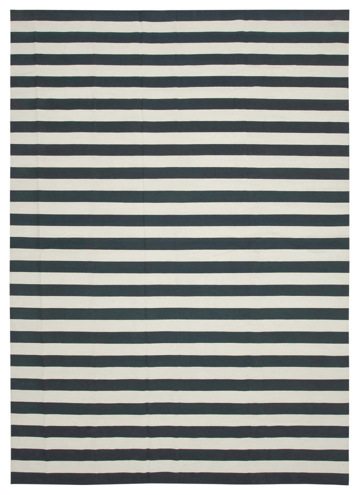 Rug N Carpet - Handmade Wool 10' 0'' x 14' 2'' Modern Design Dhurrie Kilim Rug