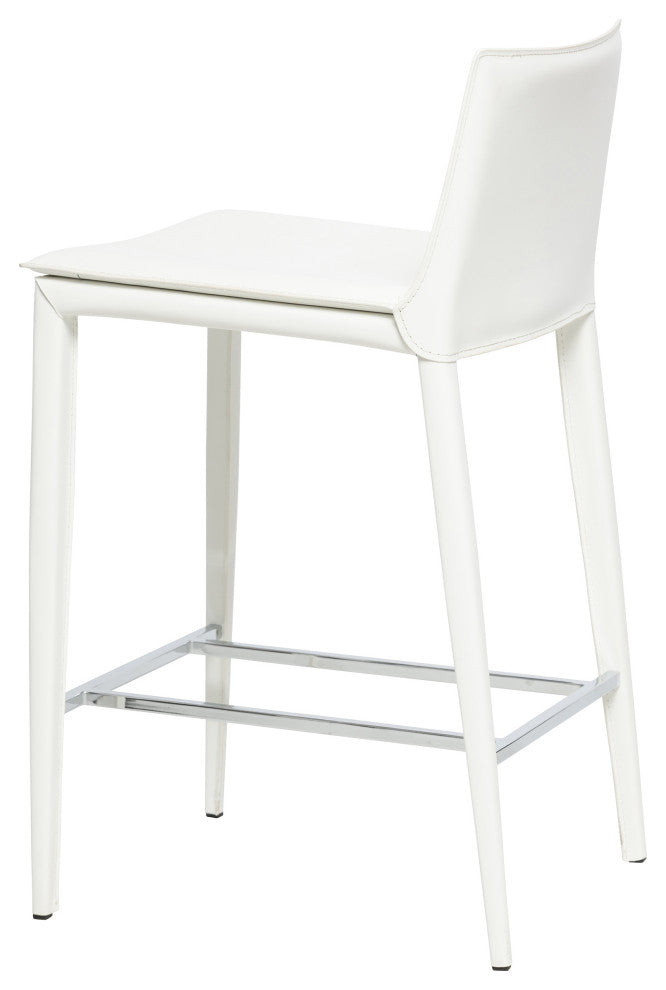 Elite Living Hilton Leather 25.5" Counter Height Bar Stool, White