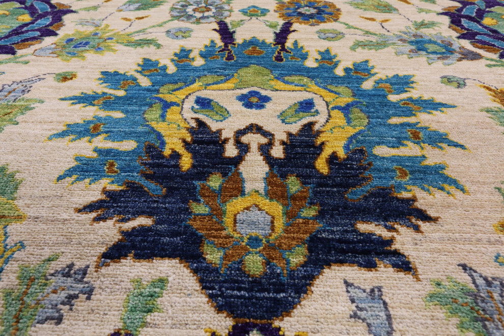 8' 10" X 11' 4" Persian Tabriz Vegetable Dye Handmade Wool Rug Q4567