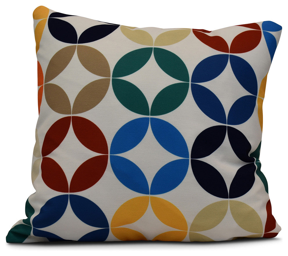 Eye Opener, Geometric Print Outdoor Pillow, Green, 18"x18"