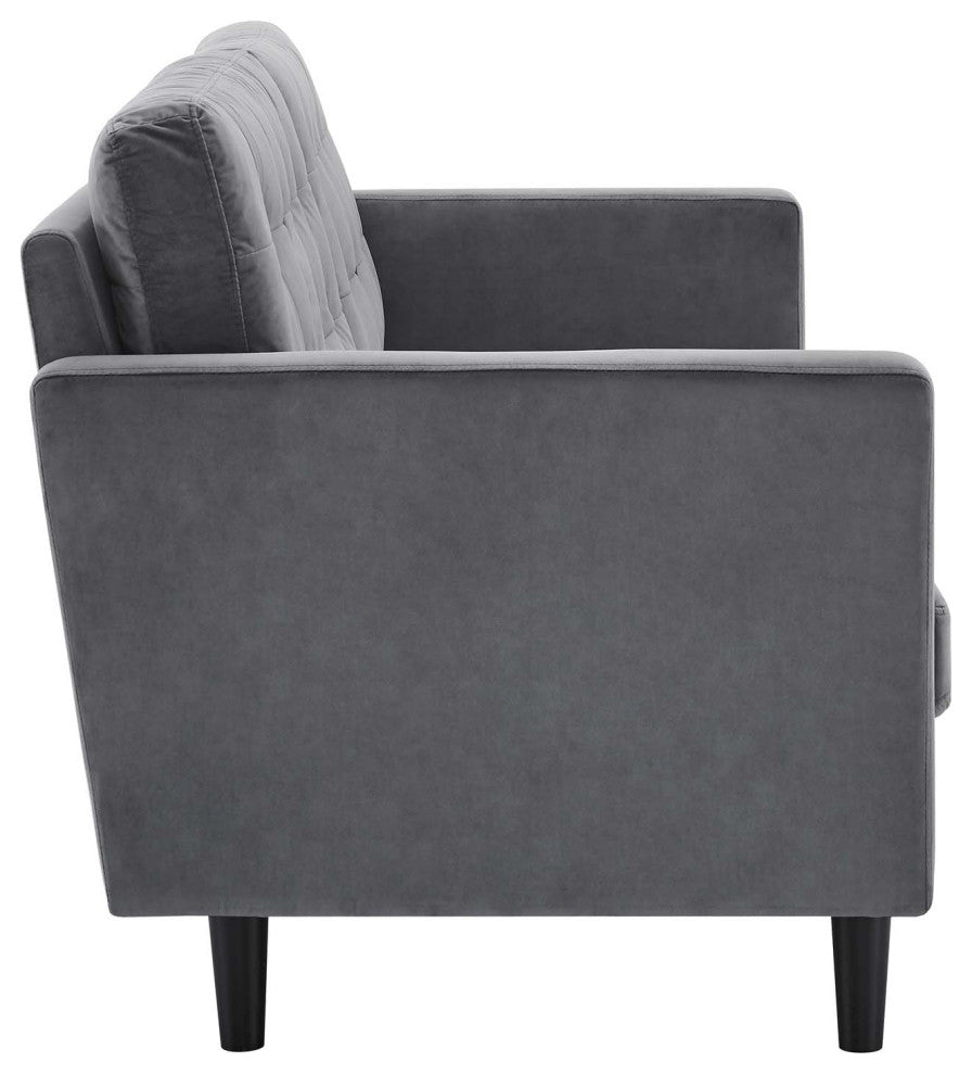 Exalt Tufted Performance Velvet Sofa, Gray