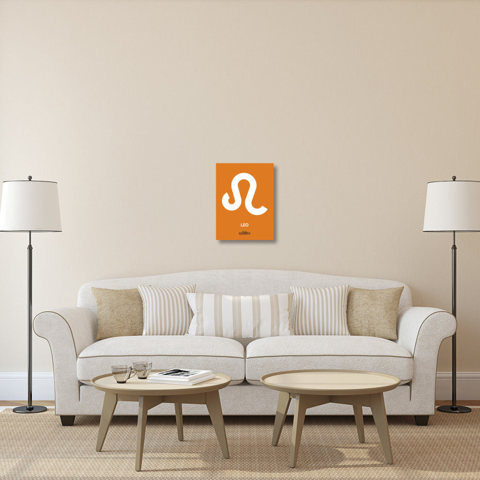 "Leo Zodiac Sign White on Orange" Fine Art Print