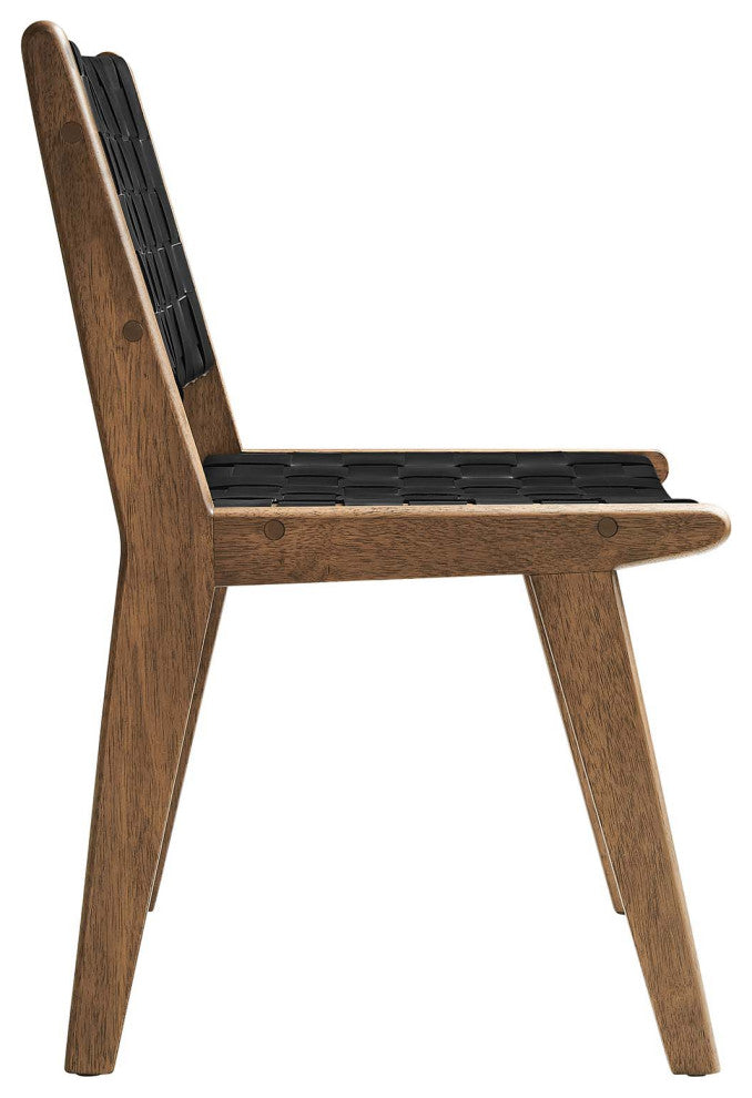 Saoirse Faux Leather Wood Dining Side Chair - Set of 2 - Walnut Black