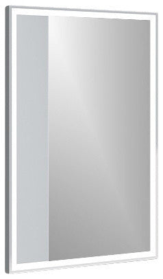 ADM Rectangular Wall Mounted Framed LED Mirror, Matte White, 24"
