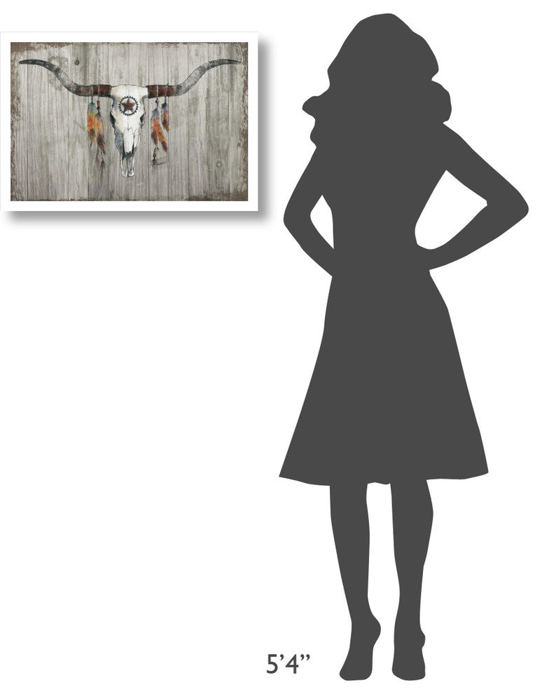 "Longhorn on Dark Gray Wood" Digital Paper Print by Avery Tillmon, 26"x18"