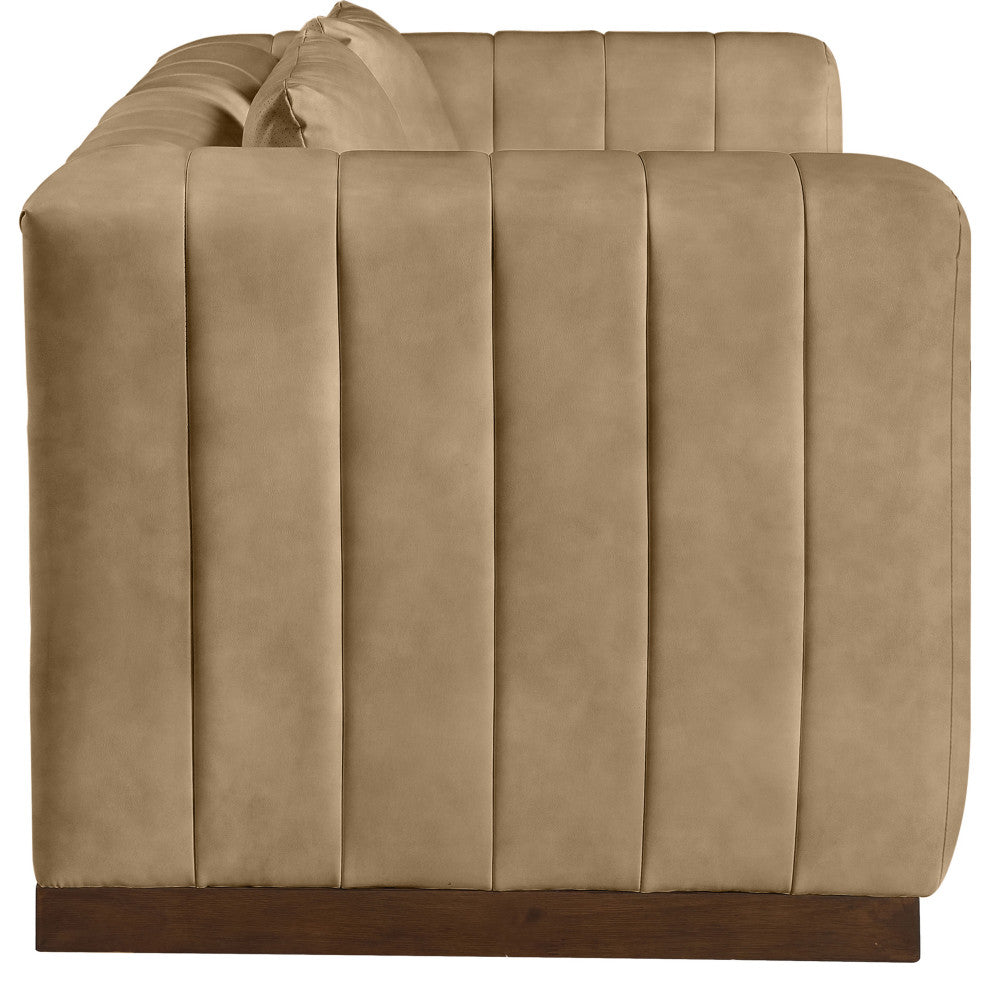 Mallina Upholstered Loveseat, Tan, Vegan Leather