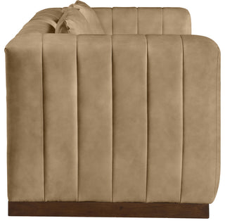 Mallina Upholstered Loveseat, Tan, Vegan Leather