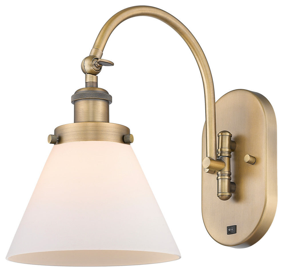 Cone Sconce, Brushed Brass, Matte White, Matte White
