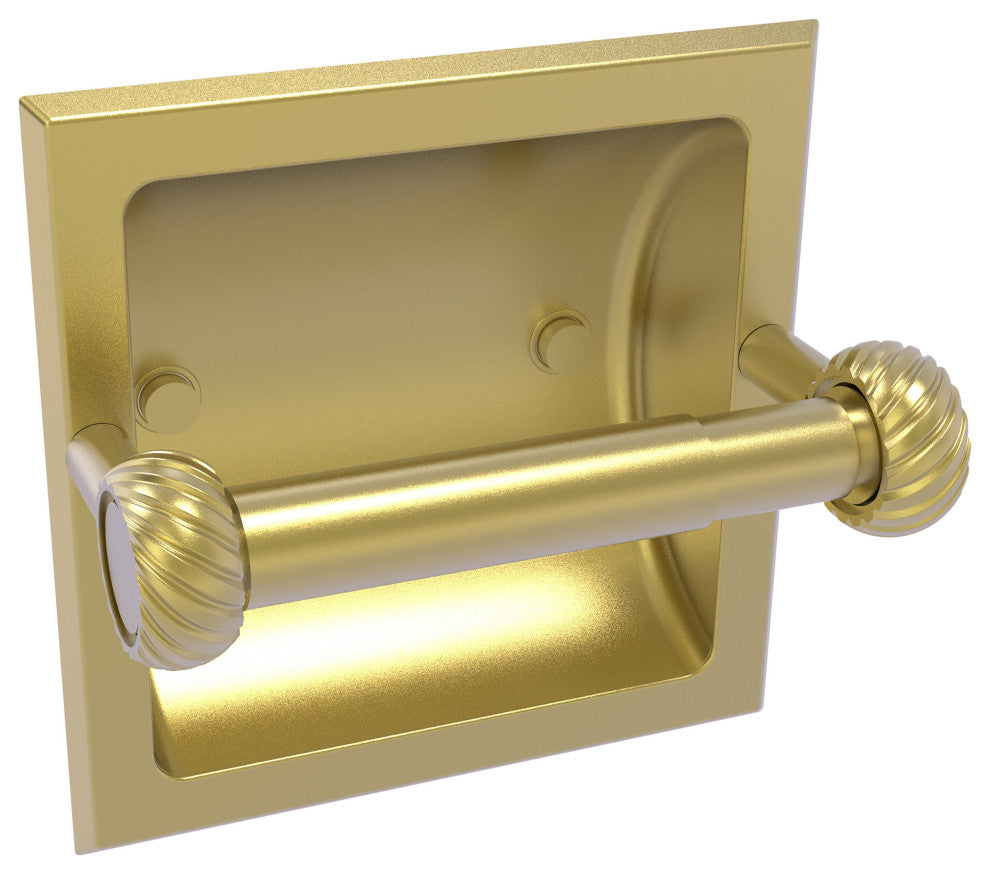 Continental Recessed Toilet Tissue Holder With Twist Accents, Satin Brass