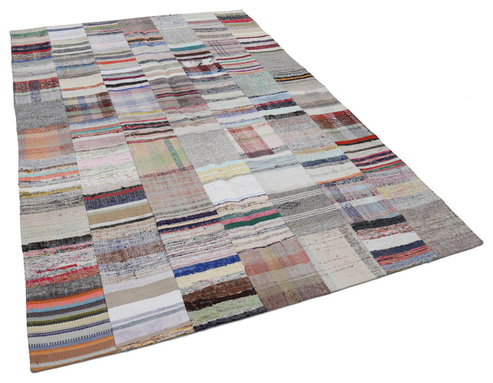 Rug N Carpet - Handmade Anatolian 6' 7'' x 9' 9'' Vintage Patchwork Kilim Rug