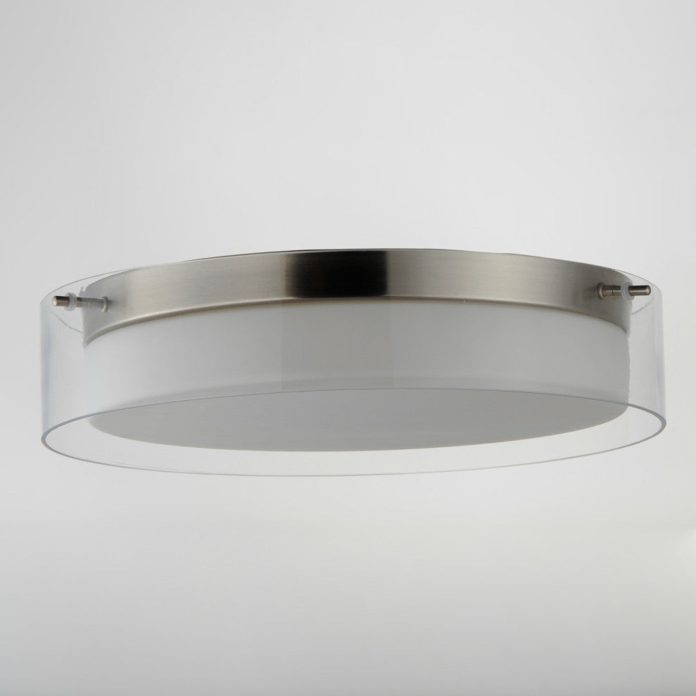 Maxim Lighting Duo 16'' Round Flush Mount, Nickel/White, 12284CLSWSN