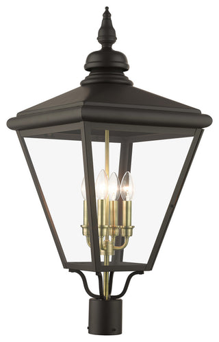 4 Light Bronze Outdoor Extra Large Post Top Lantern, Antique Brass
