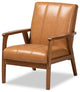 Nikko Mid-century Modern Tan Faux Leather and Walnut Brown Lounge Chair