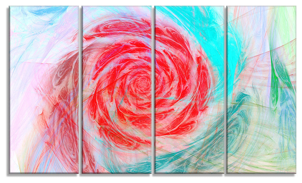 Mysterious Abstract Rose, Floral Canvas Art Print, 48"x28", 4 Panels