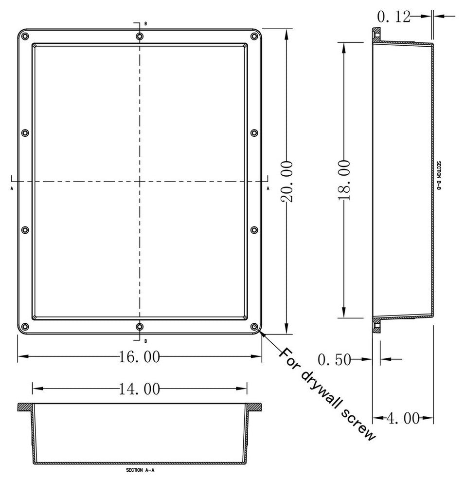 Waterproof Leak Proof 16"x20" Square Bathroom Recessed Shower Niche