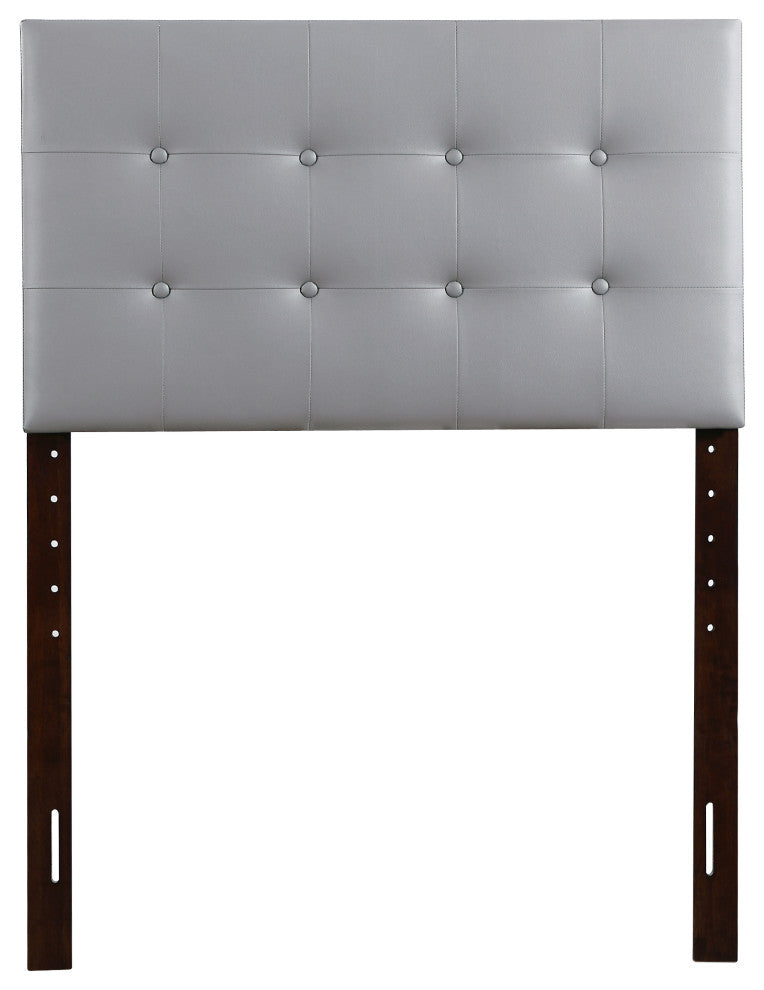 Novo 2 Faux Leather Adjustable Headboard, Light Gray, Twin