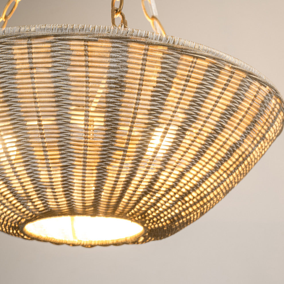 19.69-inch Beige Farmhouse Rattan 3-Light Chandeliers