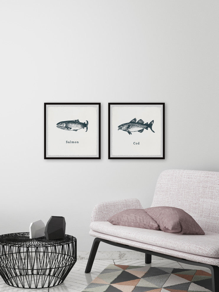Salmon and Cod Diptych, 2-Piece Set, 24x24 Panels