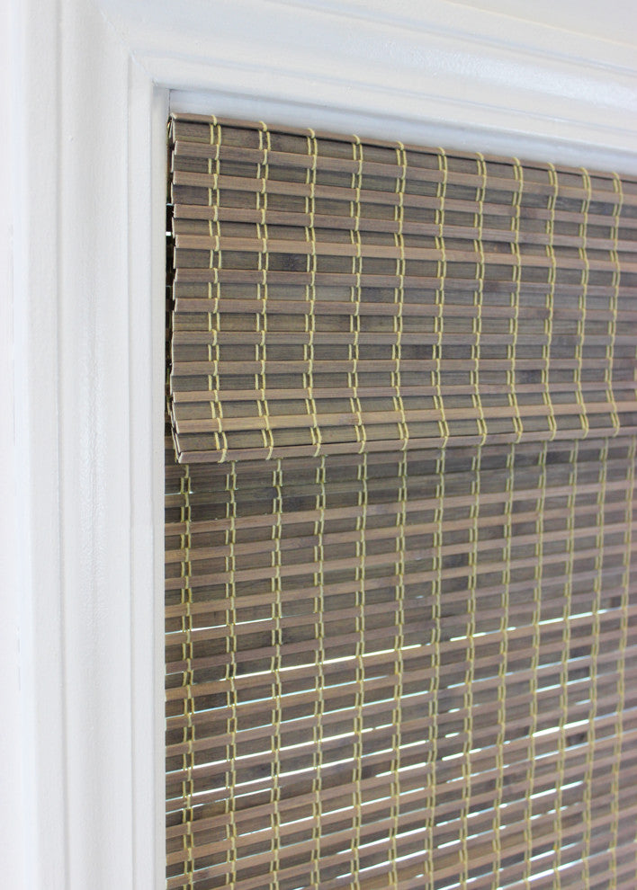 Radiance Cordless Privacy Weave Bamboo Roman Shade, Driftwood 36"x64"