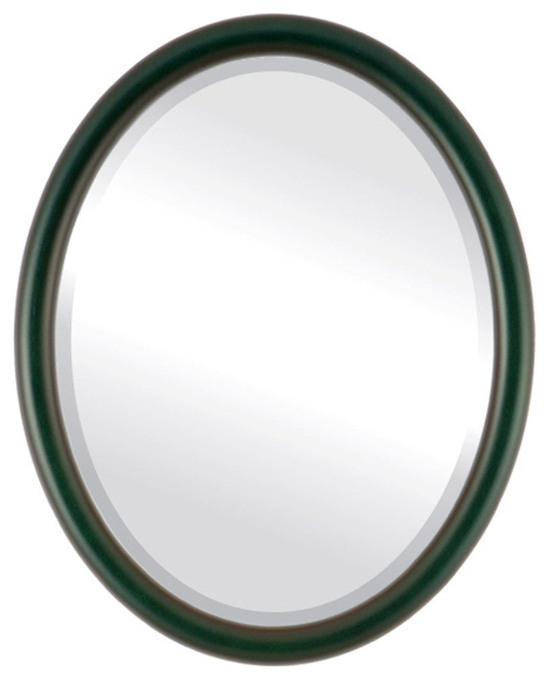 Pasadena Framed Oval Mirror, Hunter Green, 21"x25"