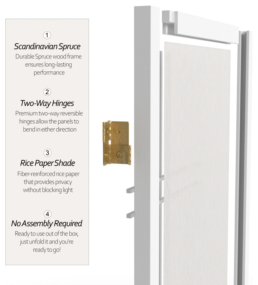 2' Tall Desktop Double Cross Shoji Screen, White, 4 Panels