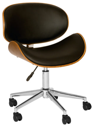 Daphne Modern Chair, Black and Walnut Veneer Back and Chrome