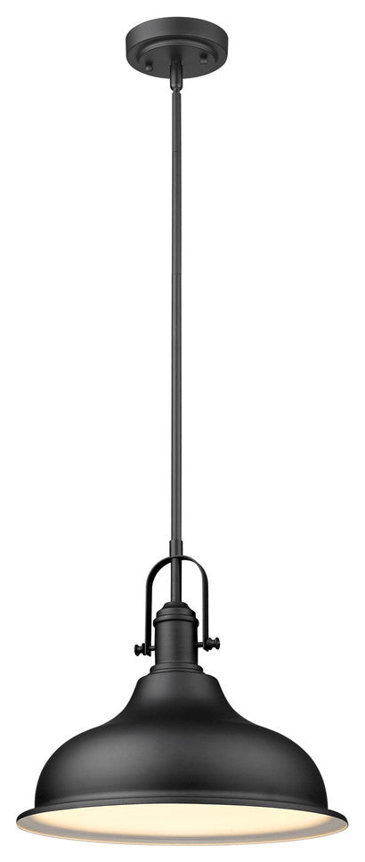 Matte Black Hanging Light with Dome Shade