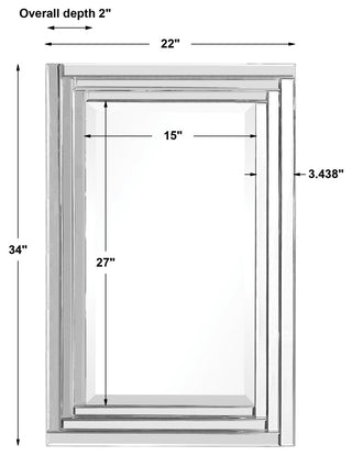 Uttermost Alanna Glass and MDF Wood Frameless Vanity Mirror in Gray