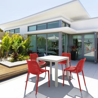 Air Mix Square Dining Set With White Table and 4 Red Chairs